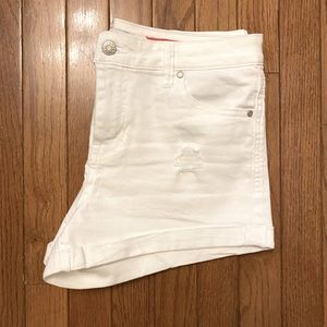 White roll cuff shorts size 9